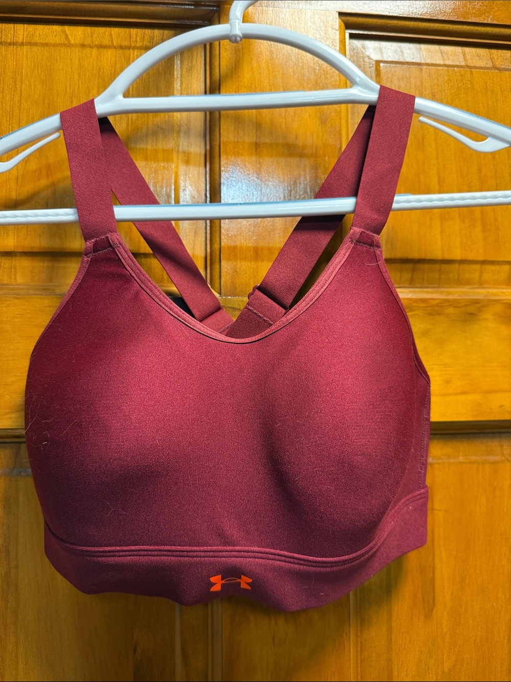 Under Armour Women's Burgundy Supportive Sports Bra with Cross-back Straps
